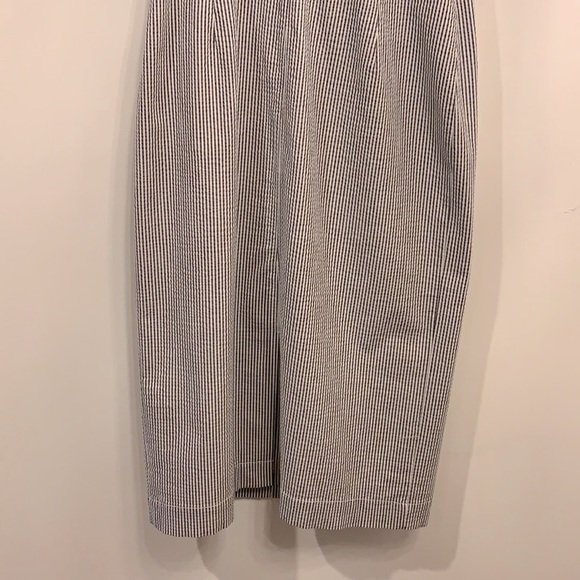 Banana Republic Size 2 Pinstripe One Shoulder Stretch Cotton Dress - Picture 12 of 14